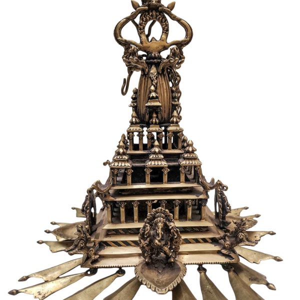 Traditional Handmade Oil Lamp of Krishna Temple with Ganesh Statue