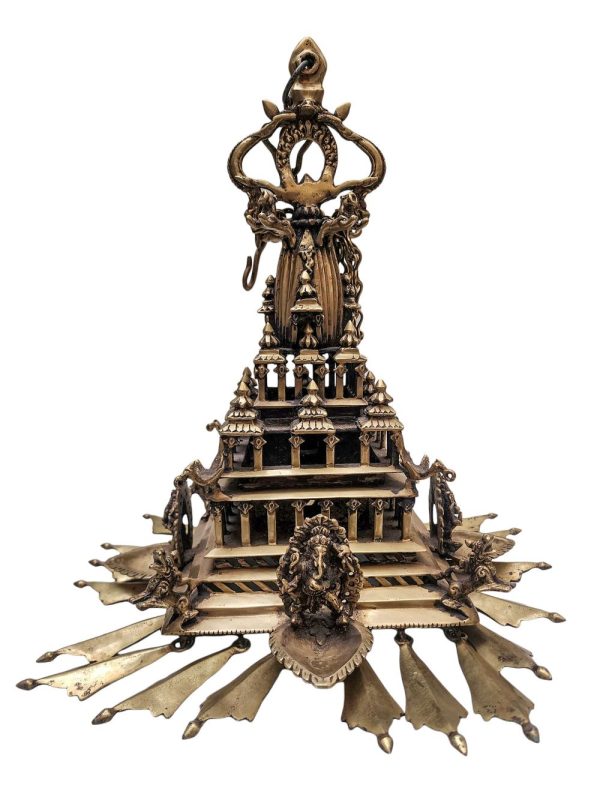 Traditional Handmade Oil Lamp of Krishna Temple with Ganesh Statue