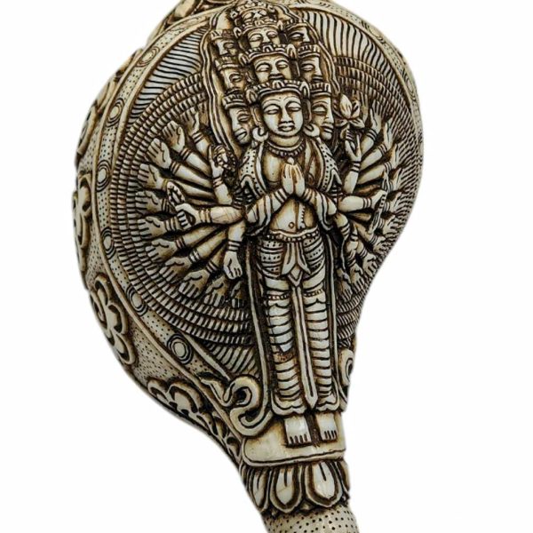 Conch Shell with Sahasrabhuja Avalokitesvara – Hand Carved