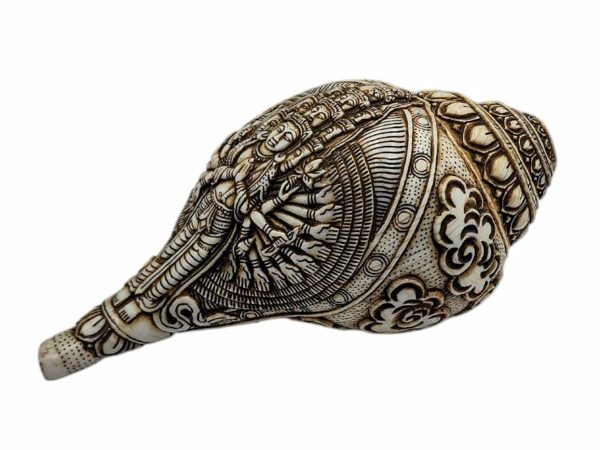 Conch Shell with Sahasrabhuja Avalokitesvara – Hand Carved