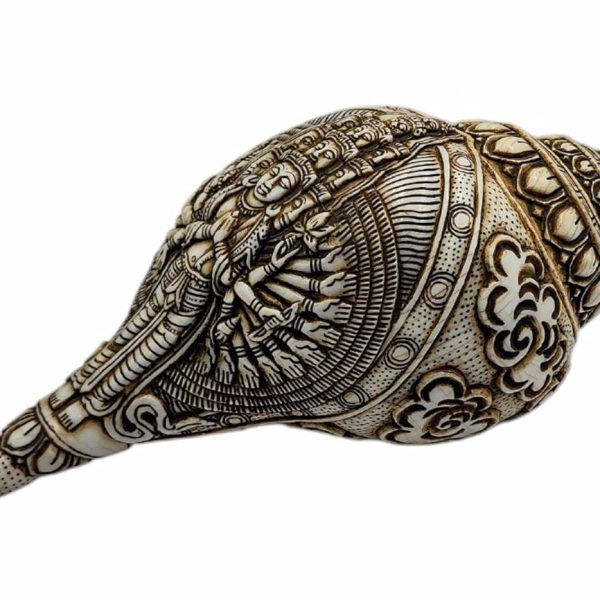 Conch Shell with Sahasrabhuja Avalokitesvara – Hand Carved